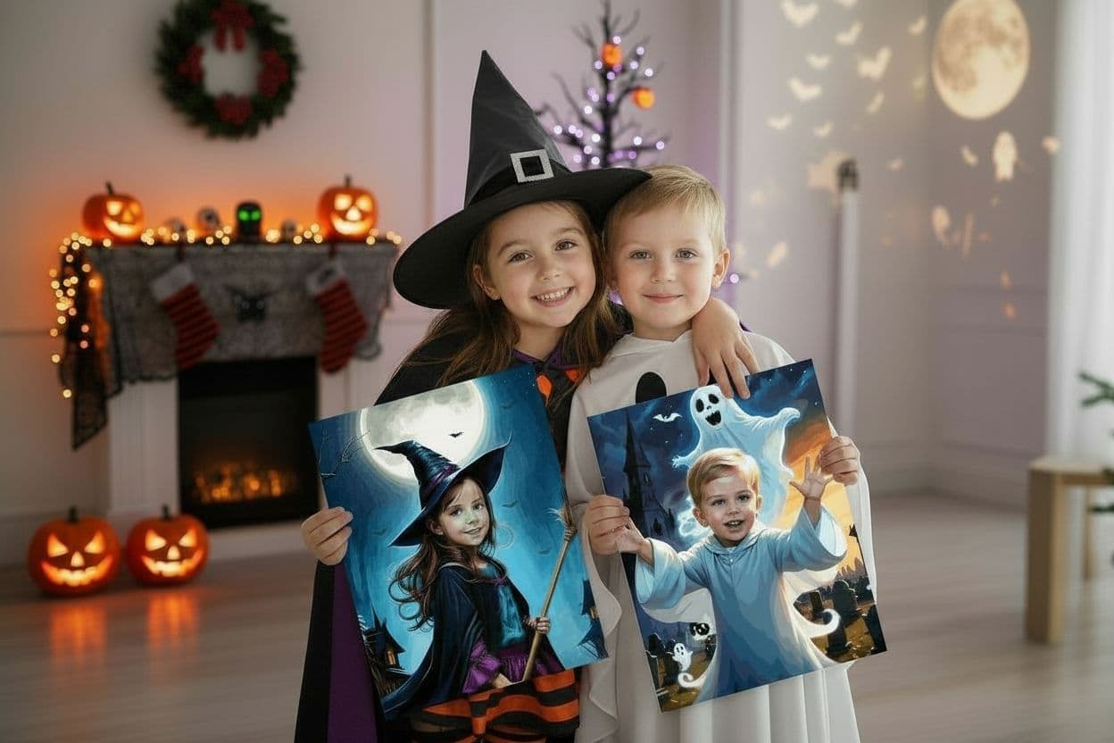 Hands holding a davincified paint by numbers kit with teal abstract design